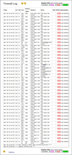 Firewall Log page in rel 5.30