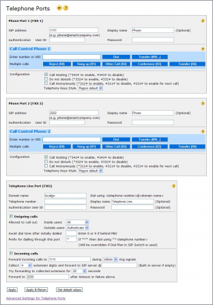 Telephone Ports page in rel 5.30