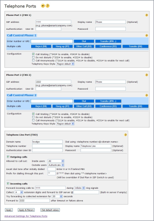 Telephone Ports page in rel 5.30